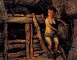 Luo Zhongli, Feeding in the Night, Oil on canvas