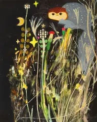 Tomoko Nagai, Waiting for a Long Time, 2020, Oil, pencil, glitter on canvas