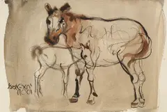 Max Chiwai Liu, Mother and Child, 2001, Watercolor on paper