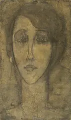 Amedeo Modigliani, Portrait d’une Dame (Renée), 1916-1917, Gouache, mixed media on the green drawing cardboard