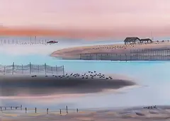 Scenery by Hsieh Hsiao-De, 2016, Watercolor on paper, offered Dec 2017