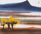 Sandbank at the Shore by Shiy De-jinn, 1978, Mounted scroll, ink and color on paper, sold Jun 2013