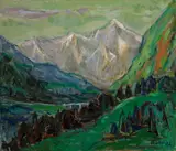 Chen Yin-Hui, Swiss Mountain Scenery, 1982, Oil on canvas