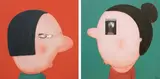 Moisés Yagües, I Like You Dream for Ｍe ; Dreaming of You (a set of 2), 2020, Mixed media on panel