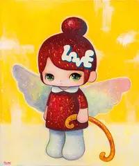 Yosuke Ueno, Cupidi, 2022, Acrylic and sand on canvas