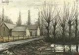 Bernard Buffet, La Route de Saint-Firmin et la mare, Hiver, 1976, Oil on canvas