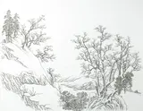 Howard Chen, Imitating the Painting of Chang-Jiang Piled Snow by Wang-Wei, Sung, 2010, Mosquito nail, canvas, wooden board