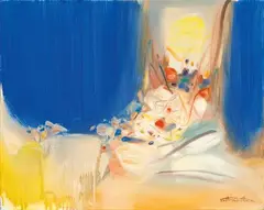 Parmi l’espace bleu by Chu Teh-chun, 1990, Oil on canvas, offered May 2026