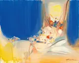 Chu Teh-chun, Parmi l’espace bleu, 1990, Oil on canvas