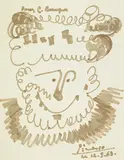 Clown by Pablo Picasso, 1969, Pen on paper, sold Jun 2017