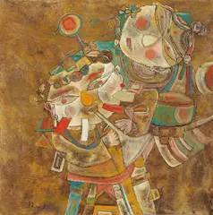 Wu Hao, Trumpeters, 1967, Oil on linen, mounted onto canvas