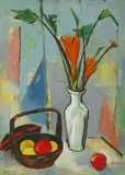 Ho Chao-chu, Gratitude Basket and Vase with Flowers, 1982, Oil on canvas