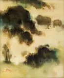 Chang Tao-Lin, Hazy Mountains, 1973, Oil on canvas