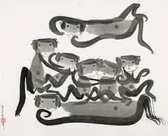 Chen Chi-kwan, Family, 1970, Ink on paper