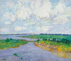 Sun Yuntai, Landscape With Green Cloud, 1995, Oil on canvas