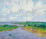Sun Yuntai, Landscape With Green Cloud, 1995, Oil on canvas