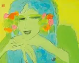 Walasse Ting, Beauty, Acrylic on paper, mounted onto canvas