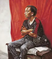 Gao Xiaohua, A Boy with a Bag, 2003, Oil on canvas