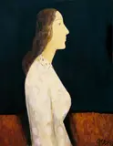 Profile Portrait of a Girl by Chiu Ya-tsai, 1993, Oil on canvas, sold Jun 2007
