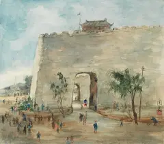 Guan Liang, Under the Old Wall, c.1940s, Watercolor on paper