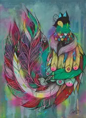 SupaKitch, A Bathing Bird, 2014, Acrylic on canvas