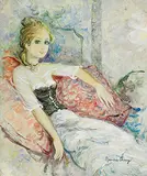 Bernard Charoy, A Lady Wearing Chiffon Dress, c. 1980s, Oil on canvas