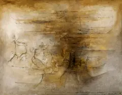 Zao Wou-ki, 05.06.53 - Composition bistre, noire, 1953, Oil on canvas