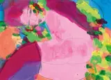 Walasse Ting, Resting Nude with Flowers and Cat, Acrylic on paper