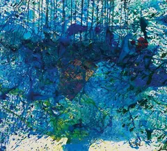 Shôzô Shimamoto, Proof of Peace AU 33, 2008, Acrylic and broken glasses on canvas