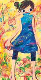 Little Girl in Blue Cheongsam by Ayako Rokkaku, 2007, Acrylic on canvas, sold Jun 2017
