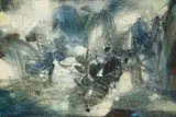 Temps diver by Chu Teh-chun, 1987, Oil on canvas, sold Nov 2004