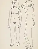 Antoniucci Volti, Deux nues debout, 1986, Ink on paper