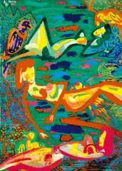 Dennis Hwang, New Paradise Series - Women, 1991, Mixed media on canvas