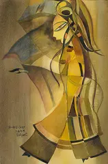 Max Chiwai Liu, Chinese Opera Figure, 1974, Mixed media on paper
