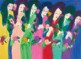 Seven Beauties by Walasse Ting, Color ink and acrylic on paper, sold Dec 2018
