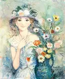 Bernard Charoy, Chloé aux fleurs, 2006, Oil on canvas