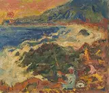 adashi Kaminagai, Seascape, Oil on canvas