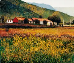 Yang Hsing-sheng, Sesame Farm (I-lan County), 1997, Oil on canvas