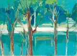 Liu Keng-I, Reflection on the Lake, 1973, Pastel on paper