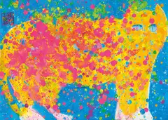 Shining Cat by Walasse Ting, Acrylic on paper, sold Dec 2018
