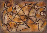 Max Chiwai Liu, War Horse of the First Emperor, 1989, Mixed media on paper