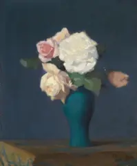 Fernand Bivel, Bouquet de roses, Oil on canvas