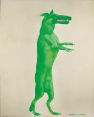 Standing Green Dog by Zhou Chunya, 1998, Oil on canvas, sold Jun 2019