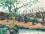 Yuan Chu-sheng, Scenery of Yangmingshan, 1953, Oil on canvas