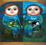 Chang Chia-ying, The Fatty Tatty Series (Diptych), 2004, Acrylic on wooden panel