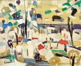 Liāu Kè-chhun, Tamkang Scenery, 1960, Oil on canvas