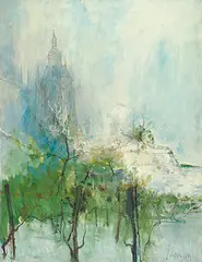 Jean Jansem, L'église Saint-Césaere, Oil on canvas