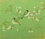 Yao Hsu-teng, Birds of Plum Blossom, Gouache on paper