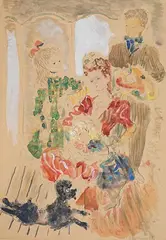 Kostia Terechkovitch, Family, Watercolor on paper