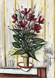 Bernard Buffet, Cyclamens Ⅰ, 1990, Oil on canvas